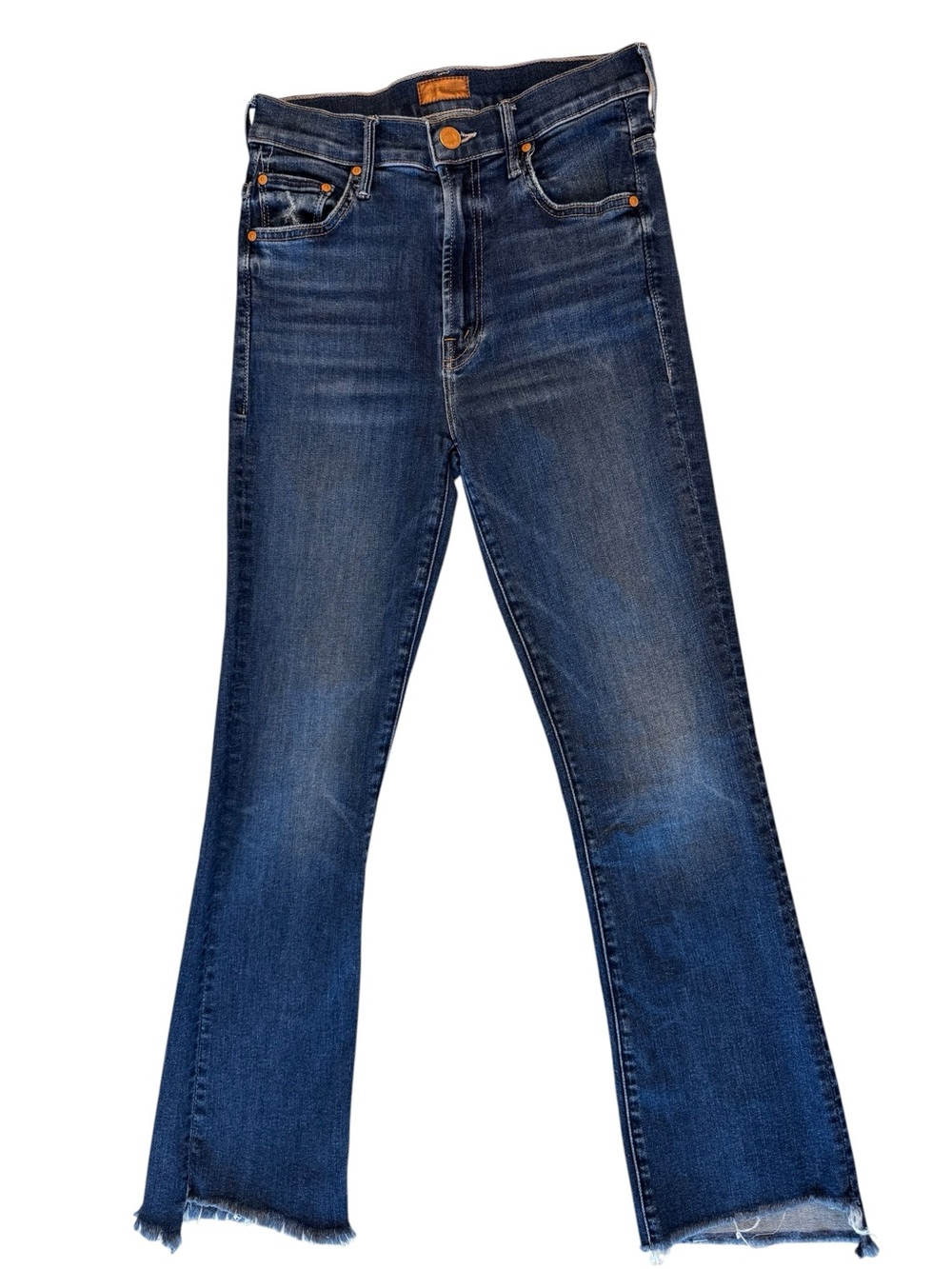 MOTHER The Insider Crop Step Fray Jeans Size 24 Medium Wash